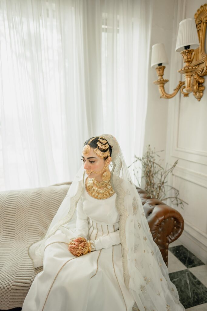 Hina Afridi the princess in white bridal dress on her wedding eve.